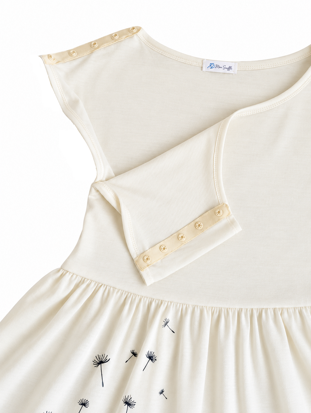 Robe fée « Un souffle, un vœu, un pissenlit » – adaptée, ouverture épaules