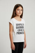 T-shirt enfant « Souffle de guerrière, cœur de princesse » – adaptée, ouverture épaules