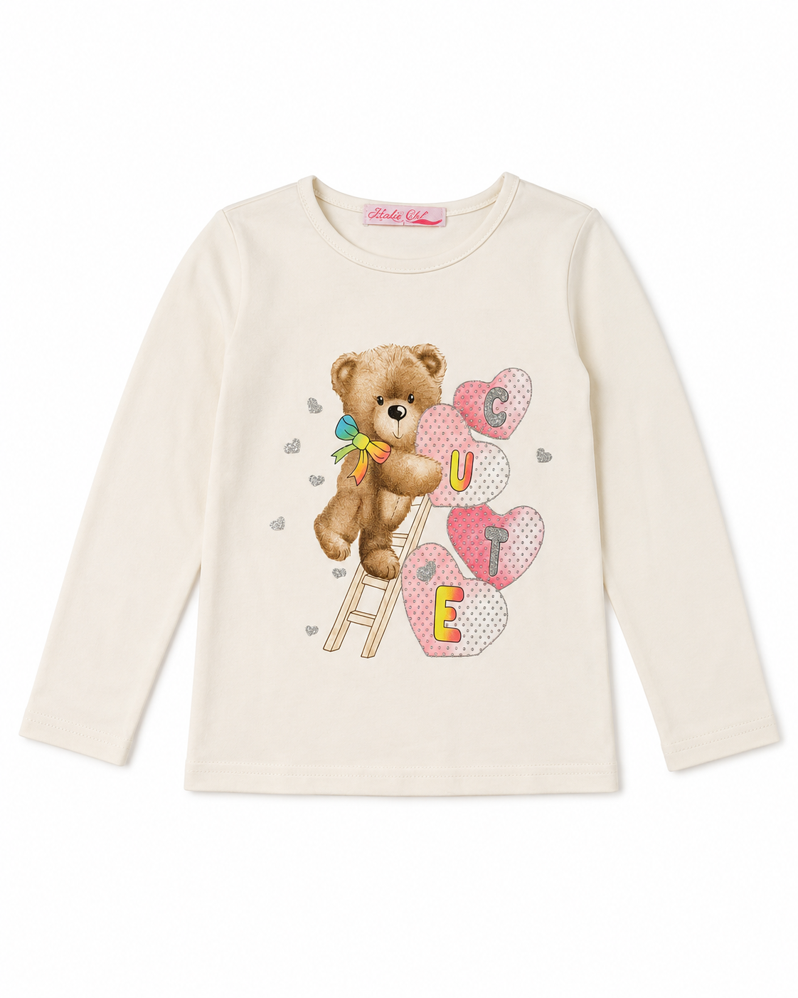 T-shirt bébé/enfant "CUTE" – Manches longues avec boutons