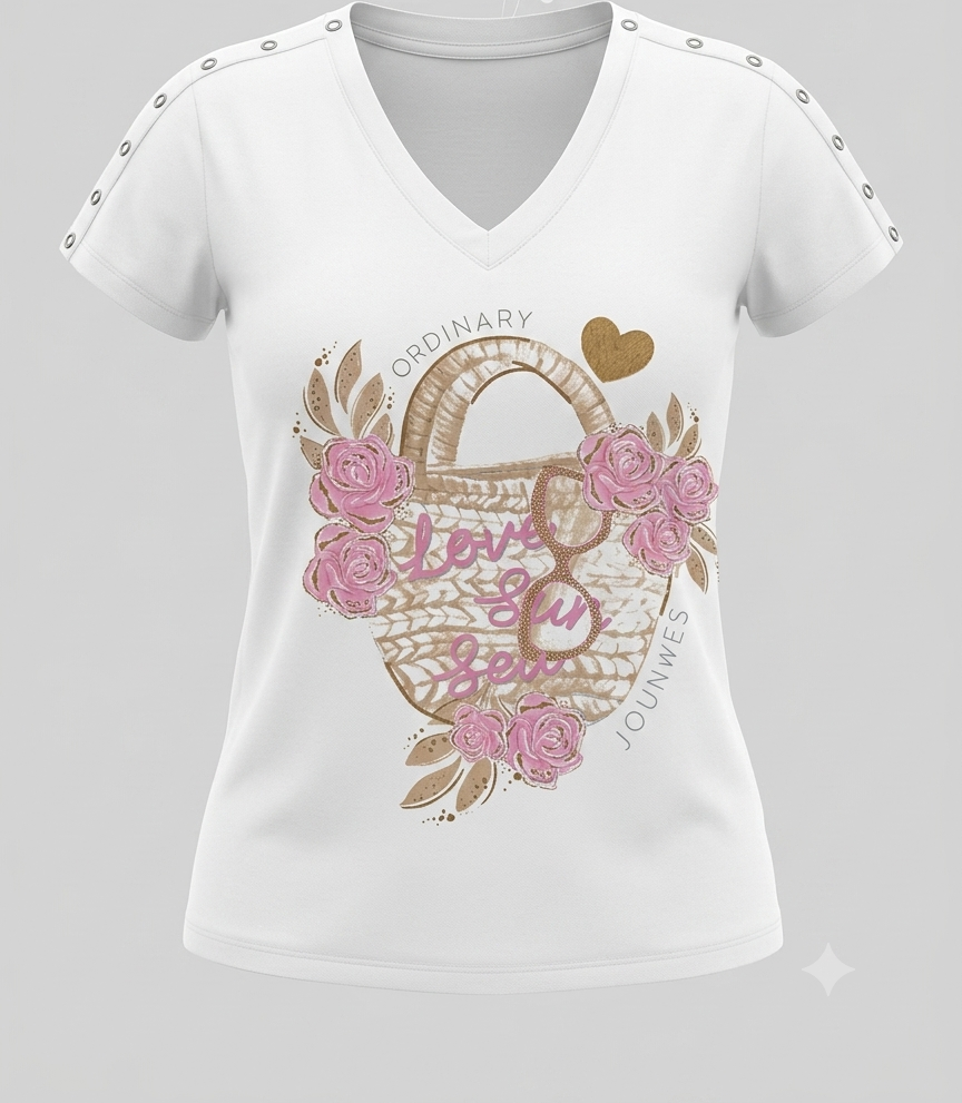 T-shirt Fleurs – Boutons-pression