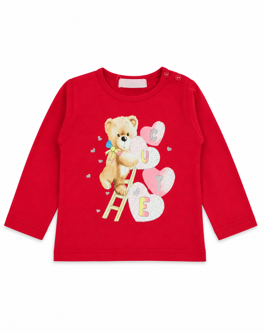 T-shirt bébé/enfant "CUTE" – Manches longues avec boutons