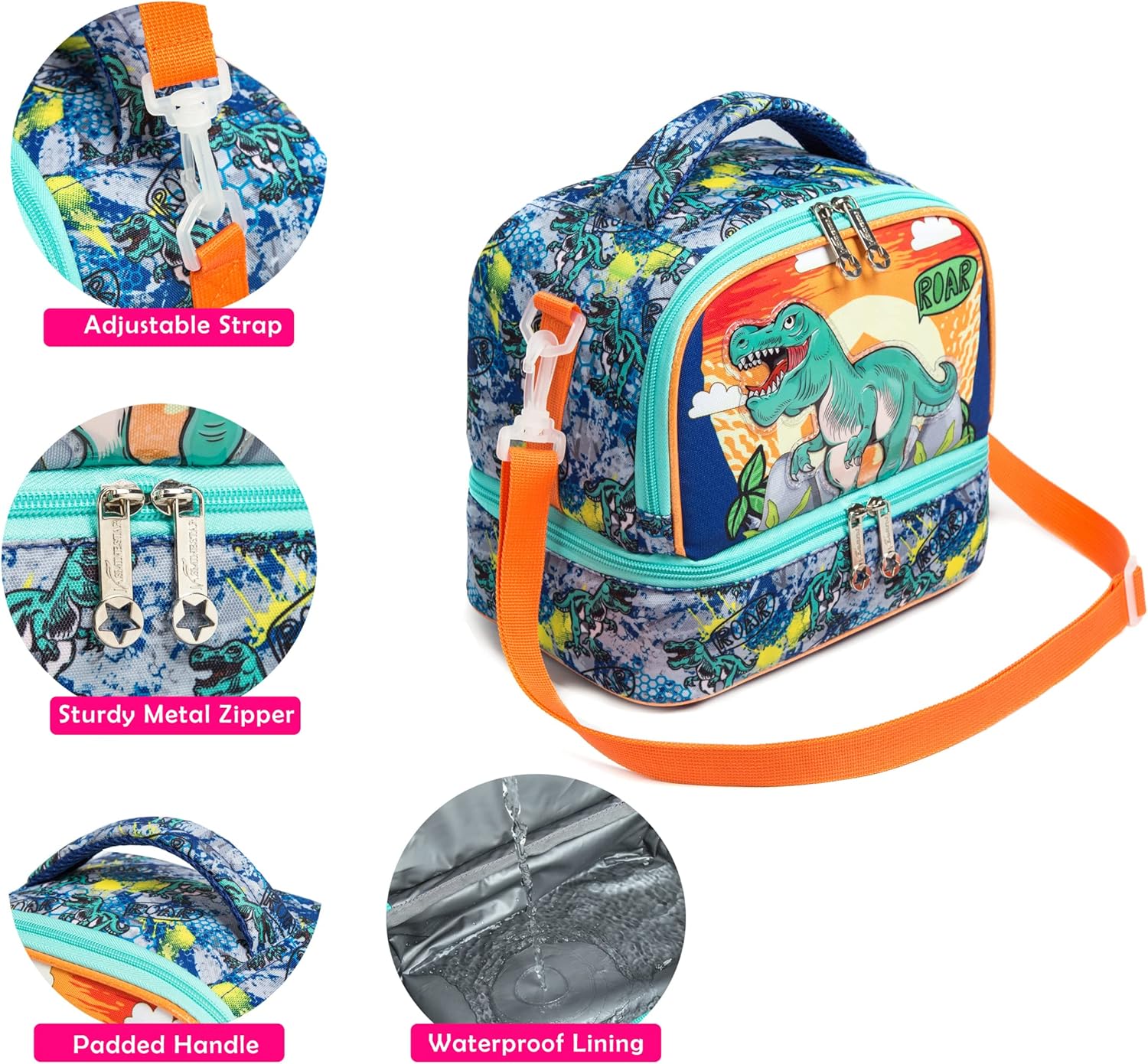 Sac isotherme Dino – Repas, goûter & médicaments au frais