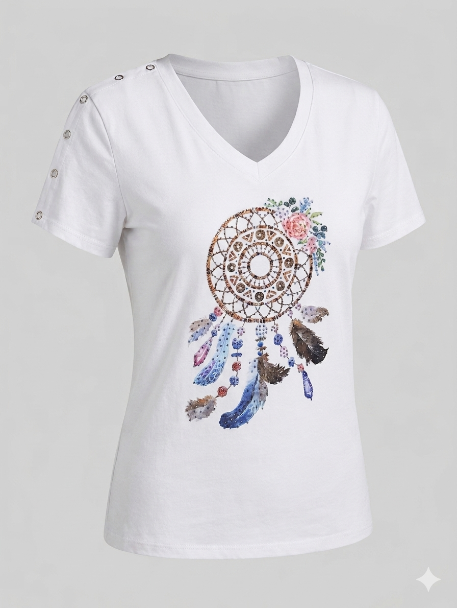 T-shirt Attrape-Rêves – Ouverture Boutons-Pression